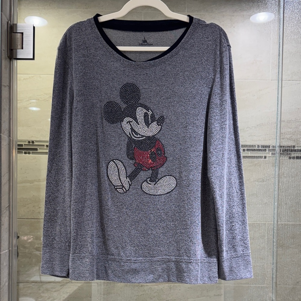 Disney Gray and Red Mickey Mouse Women's Top